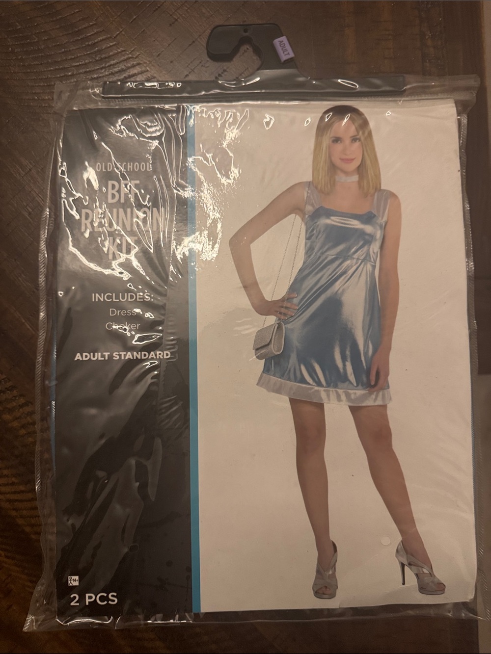 Adult Standard Satin Slip Dress & Choker in Light Blue